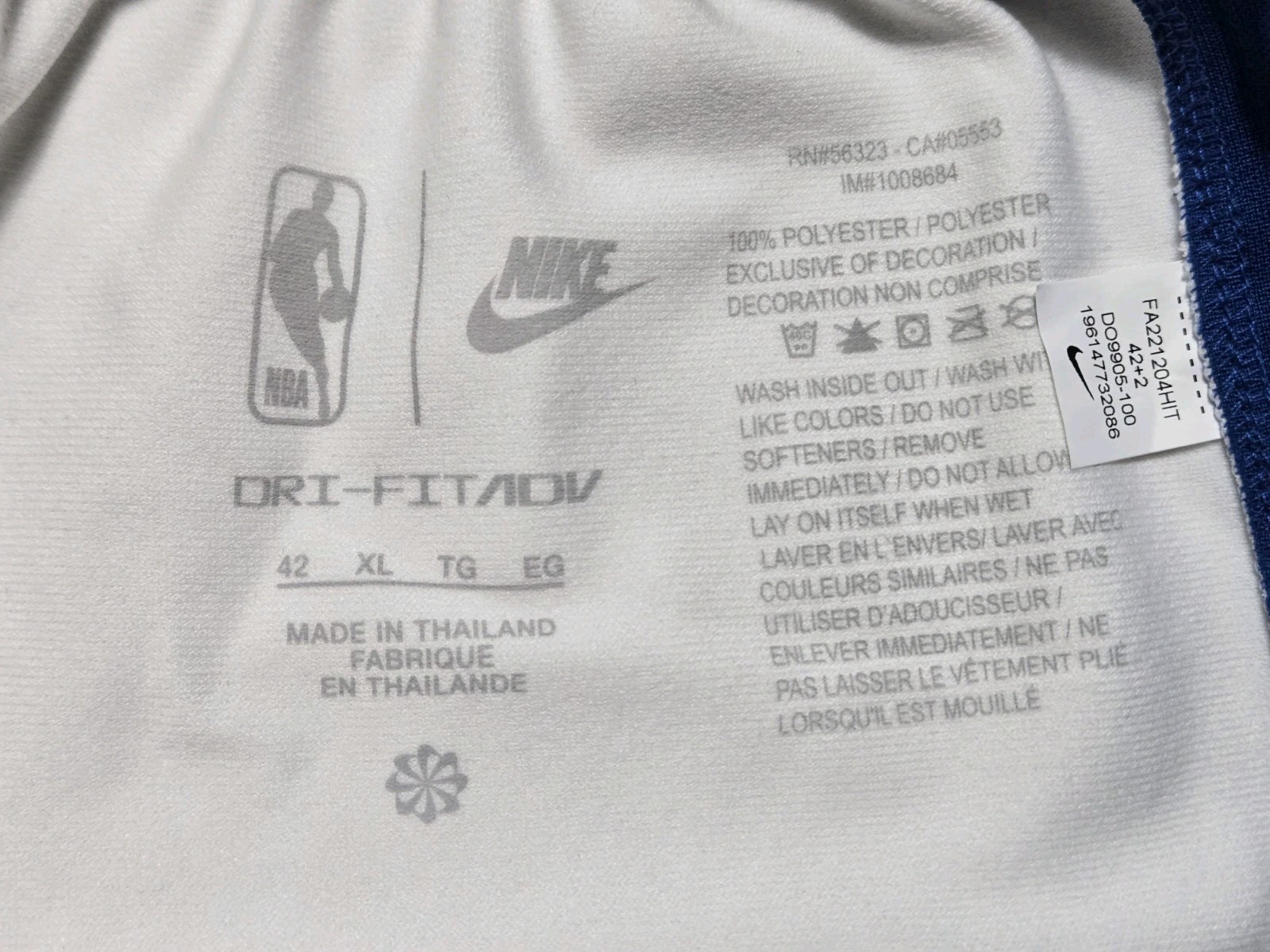 New Nike Washington Wizards Authentic NBA Dri Fit ADV Game Shorts Size 42+2 XL