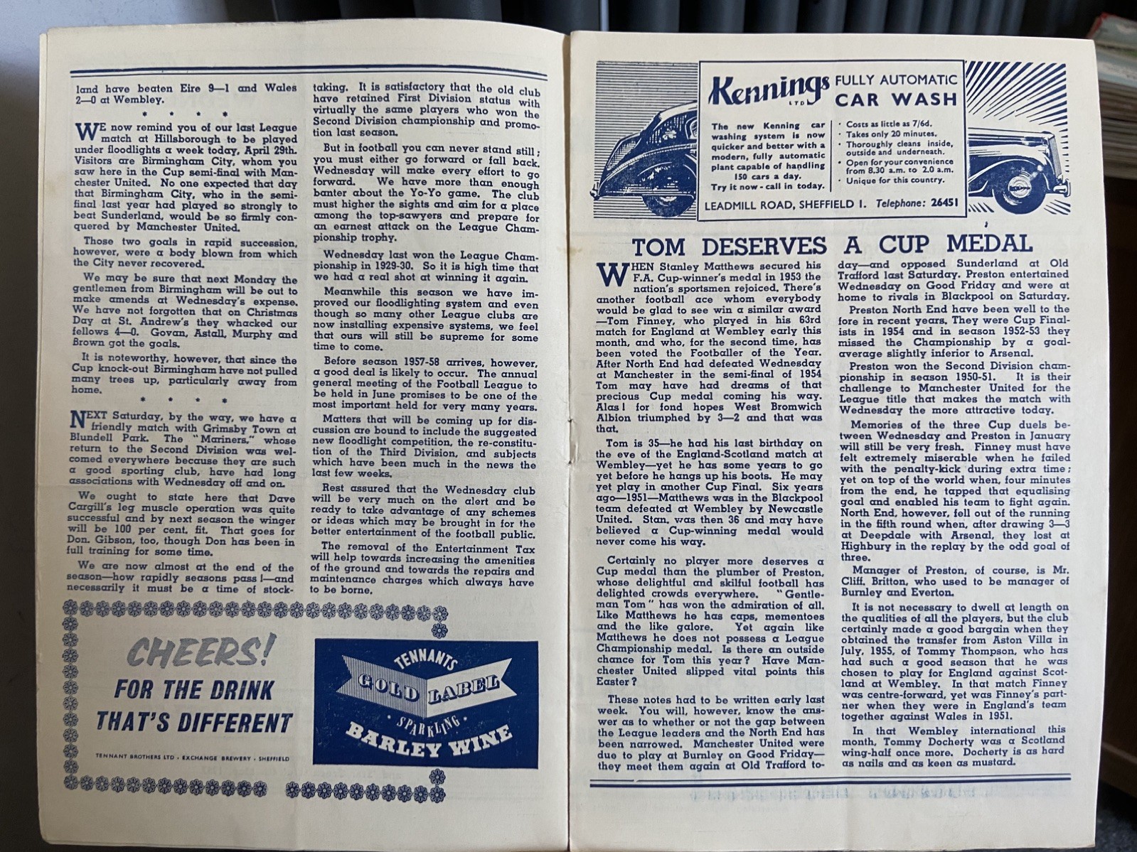 SHEFFIELD WEDNESDAY v PRESTON NORTH END, 22/04/1957, DIVISION 1,