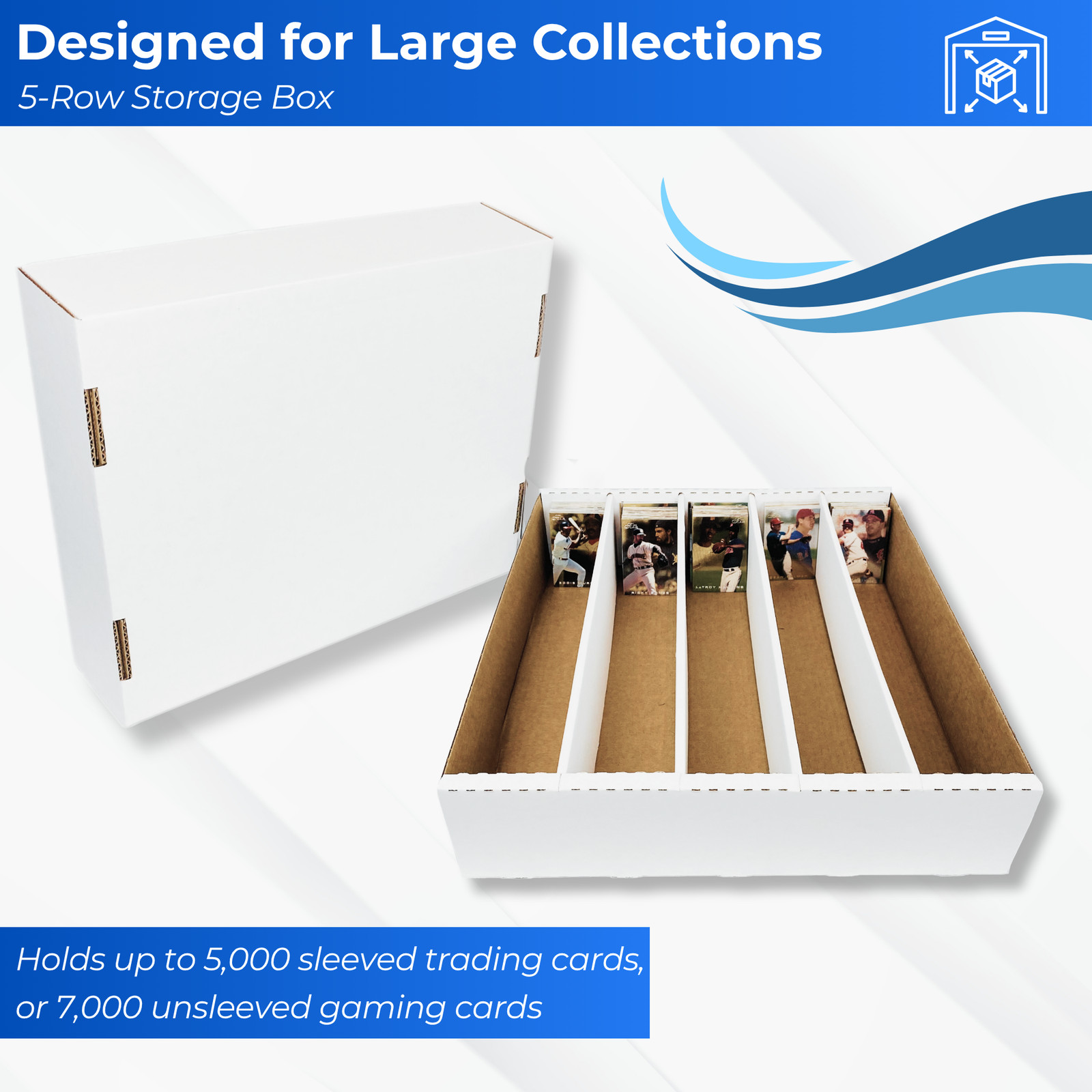 (5) Max Pro Super Monster 5000 Trading Card Capacity Storage Box Full Lid