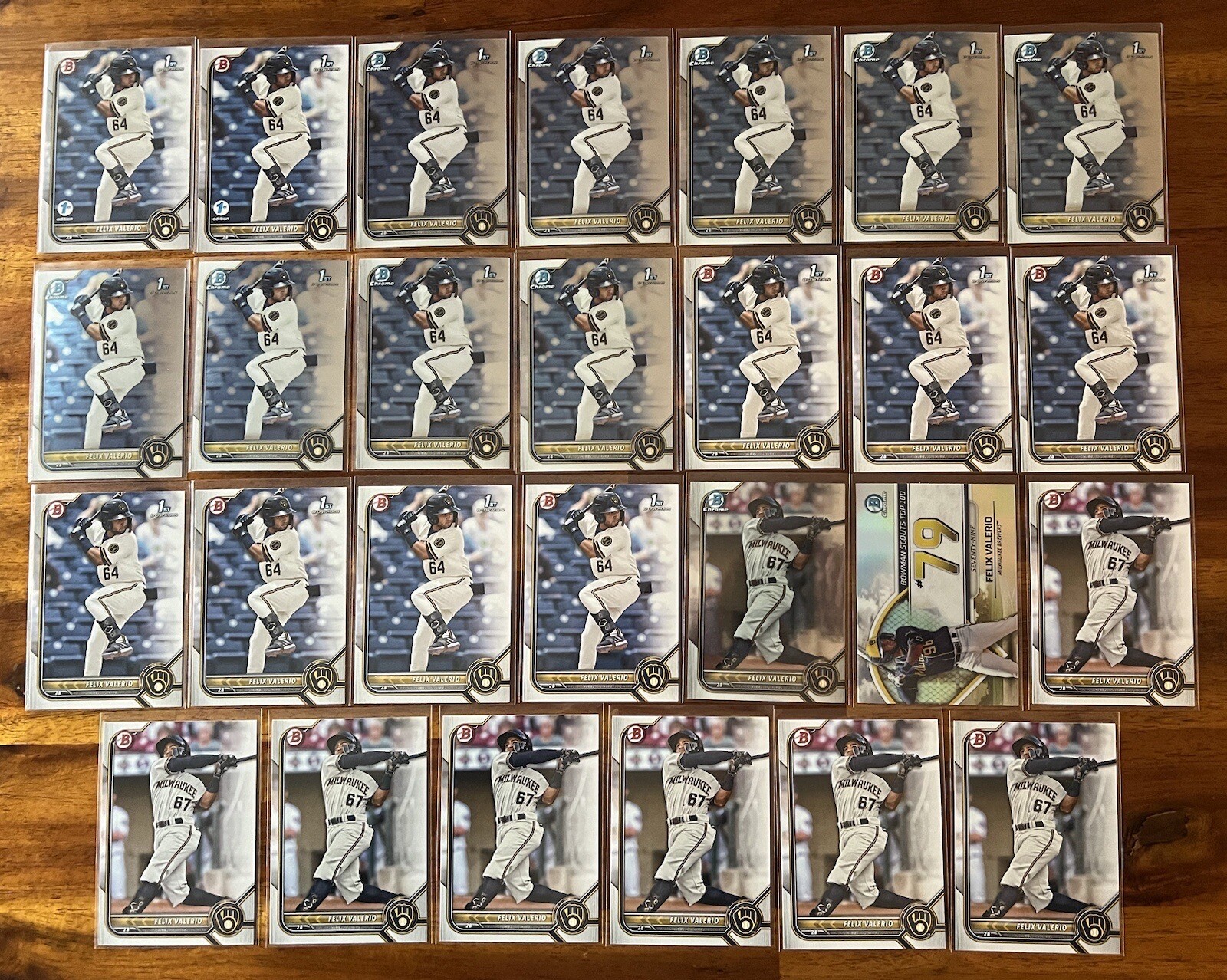 2022 Bowman Felix Valerio Prospect Card Lot (27) Chrome 1st Edition Insert Paper