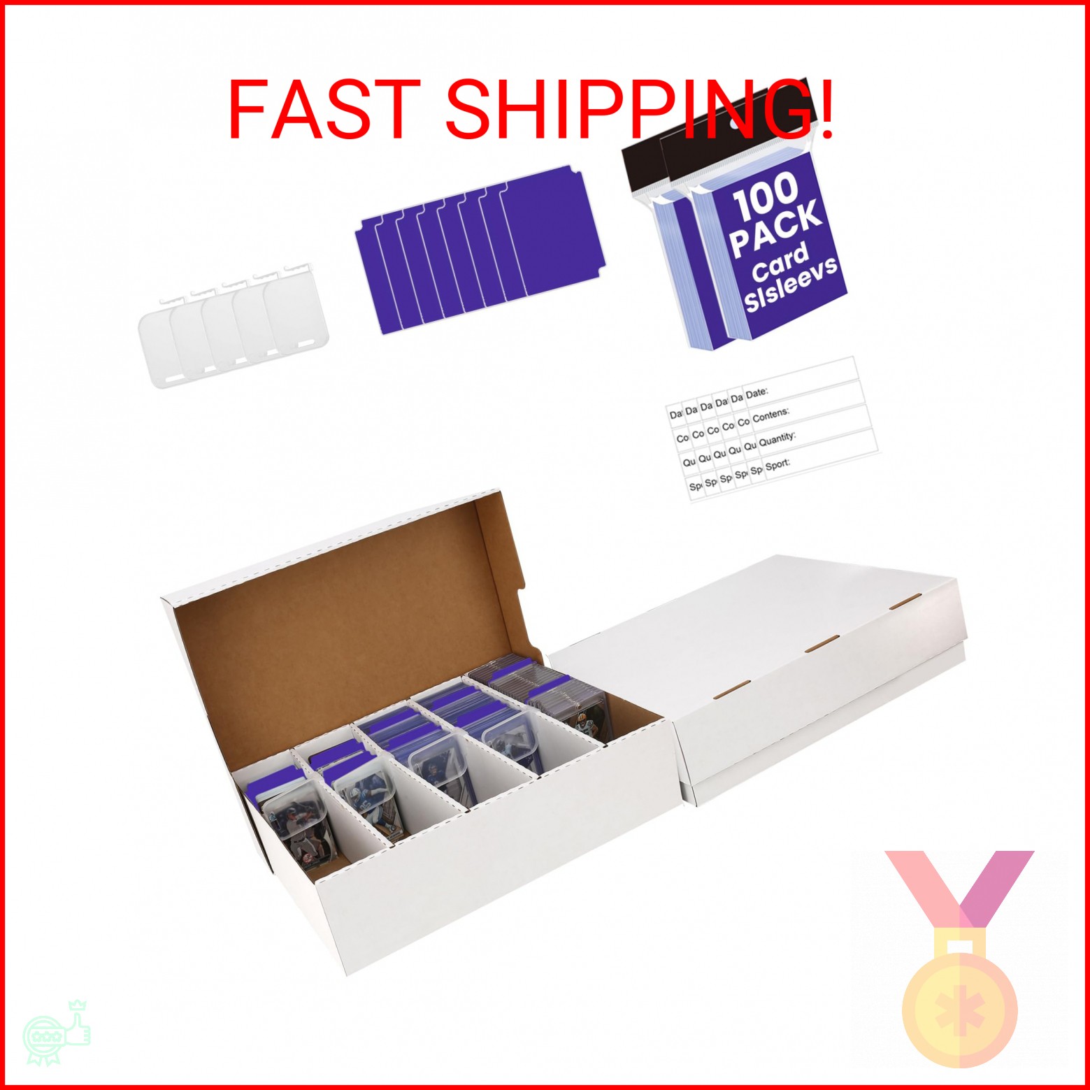 2 PACK Sports Card Box 3940 Count Cardboard Trading Card Storage Box,Bulk Card S