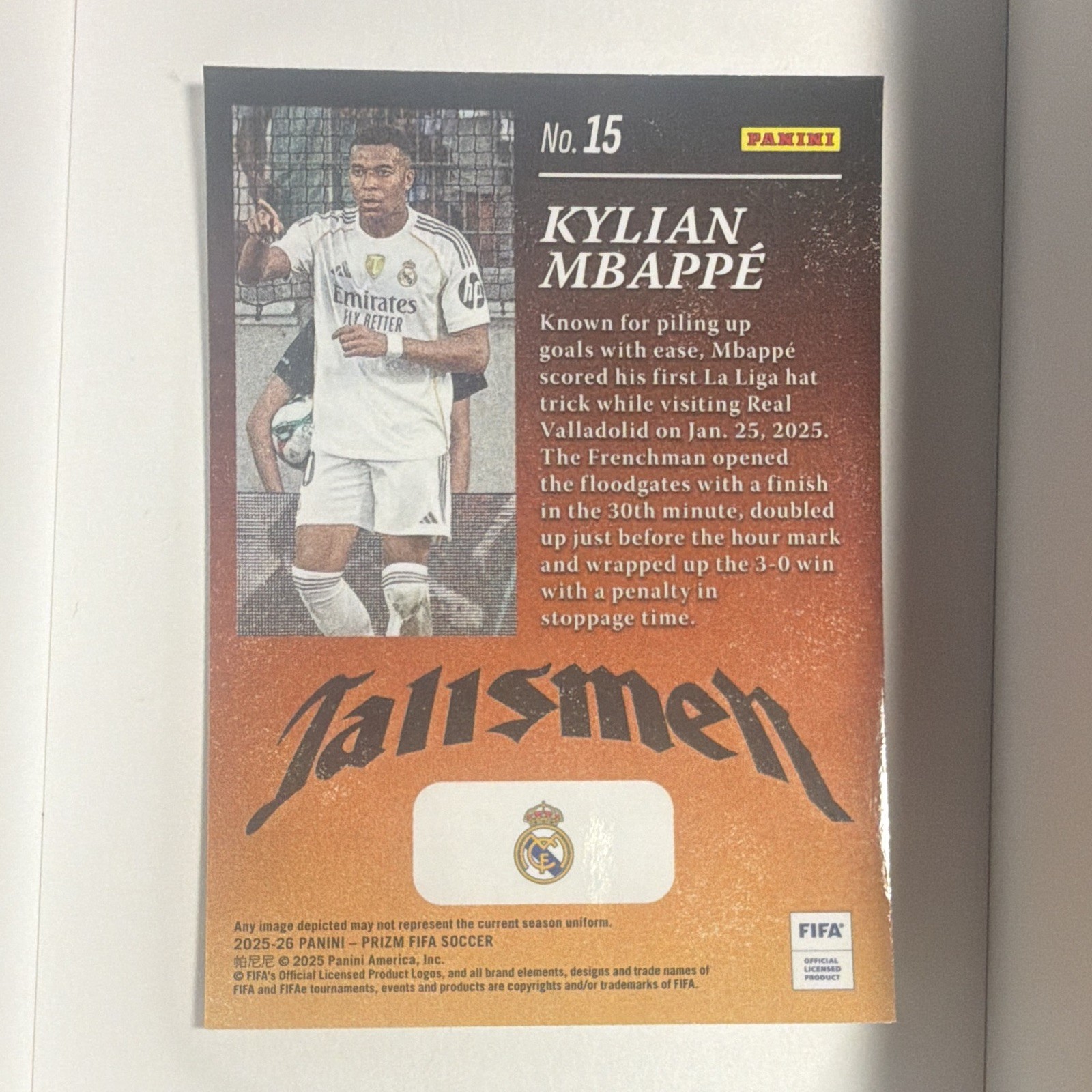 Panini Prizm FIFA Soccer 2025-26 Tallsmen Insert #15 Kylian Mbappé Real Madrid