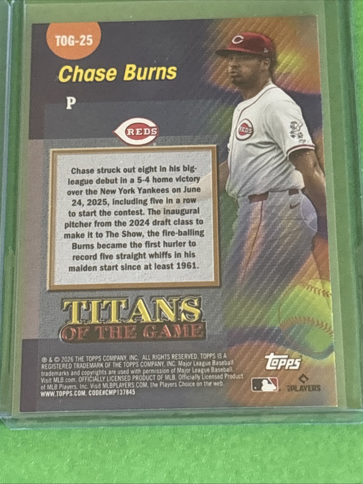 2026 Chase Burns 4-Pack Chrome BST Mega, Chrome #3 Mega, TOG & Paper #3 Reds RC