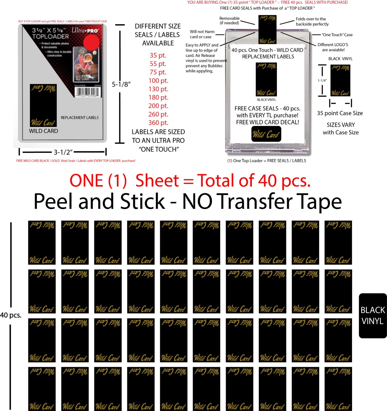 ONE TOUCH STICKERS WILD CARD SEALS WILD CARD LABELS WILD CARD FOOTBALL LABELS
