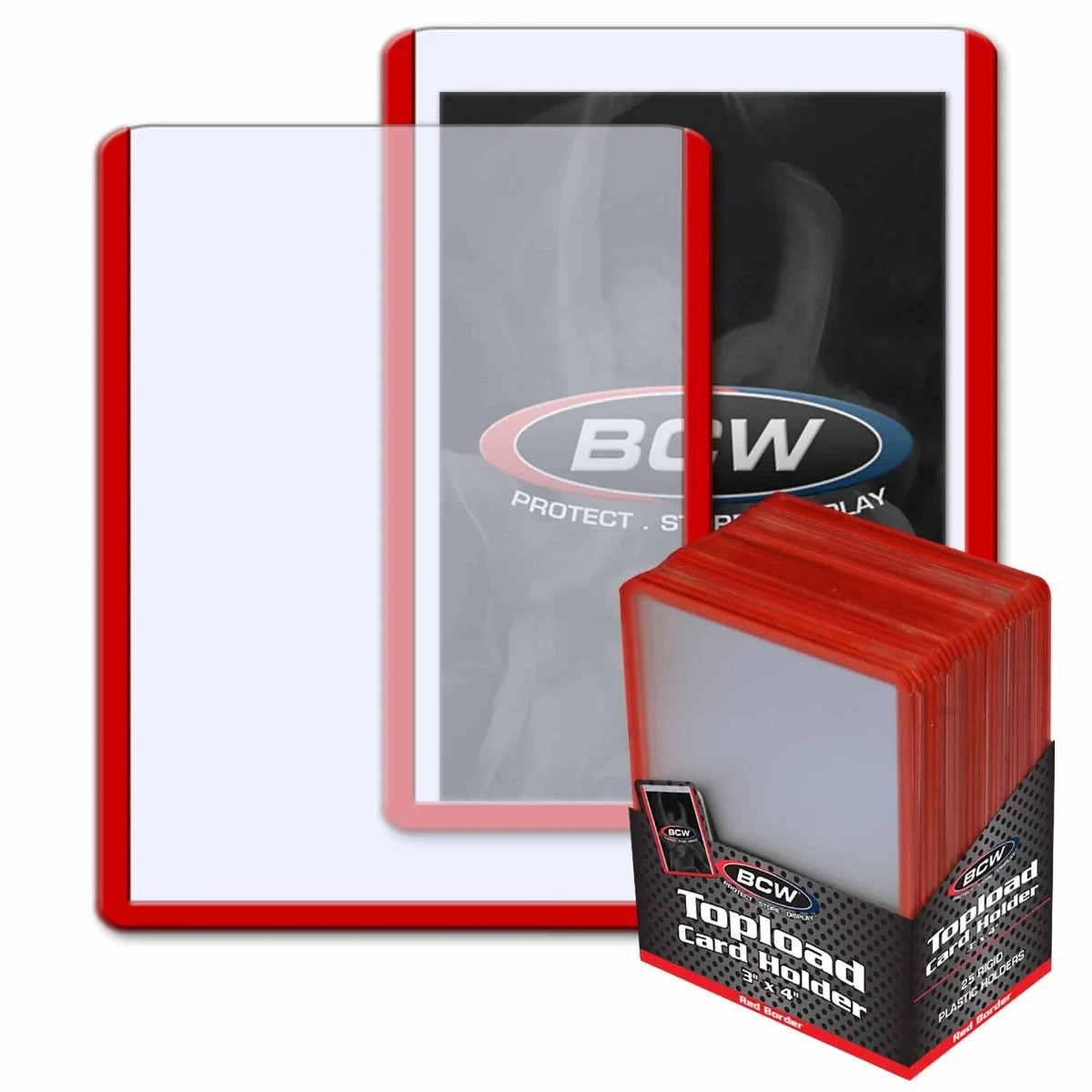 25 BCW Red Border Toploaders Standard Size Sports Gaming Card Storage Protection