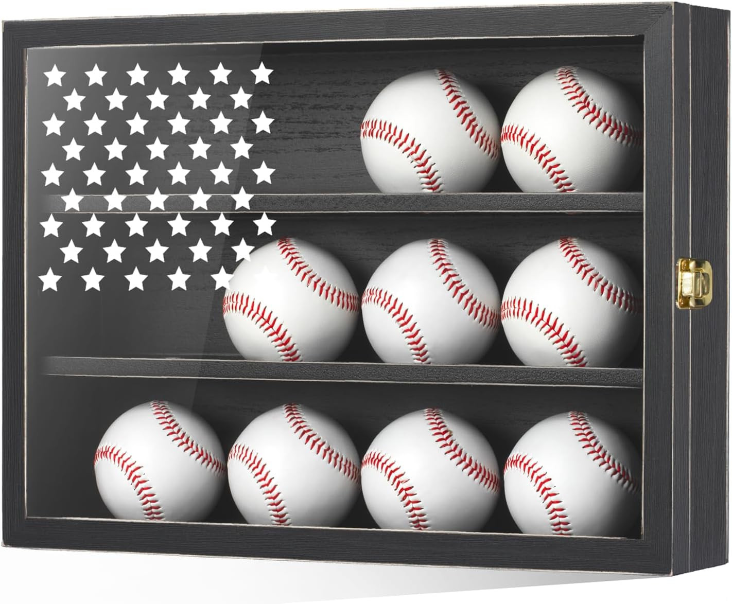 Retro Baseball Display Case Holds 12 Balls, 11″X16″ Baseball Storage Box with HD