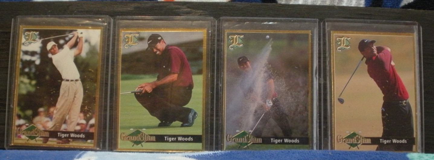 Tiger Woods 2001 Legends Magazine Grand Slam Masters Cards 7 total NM