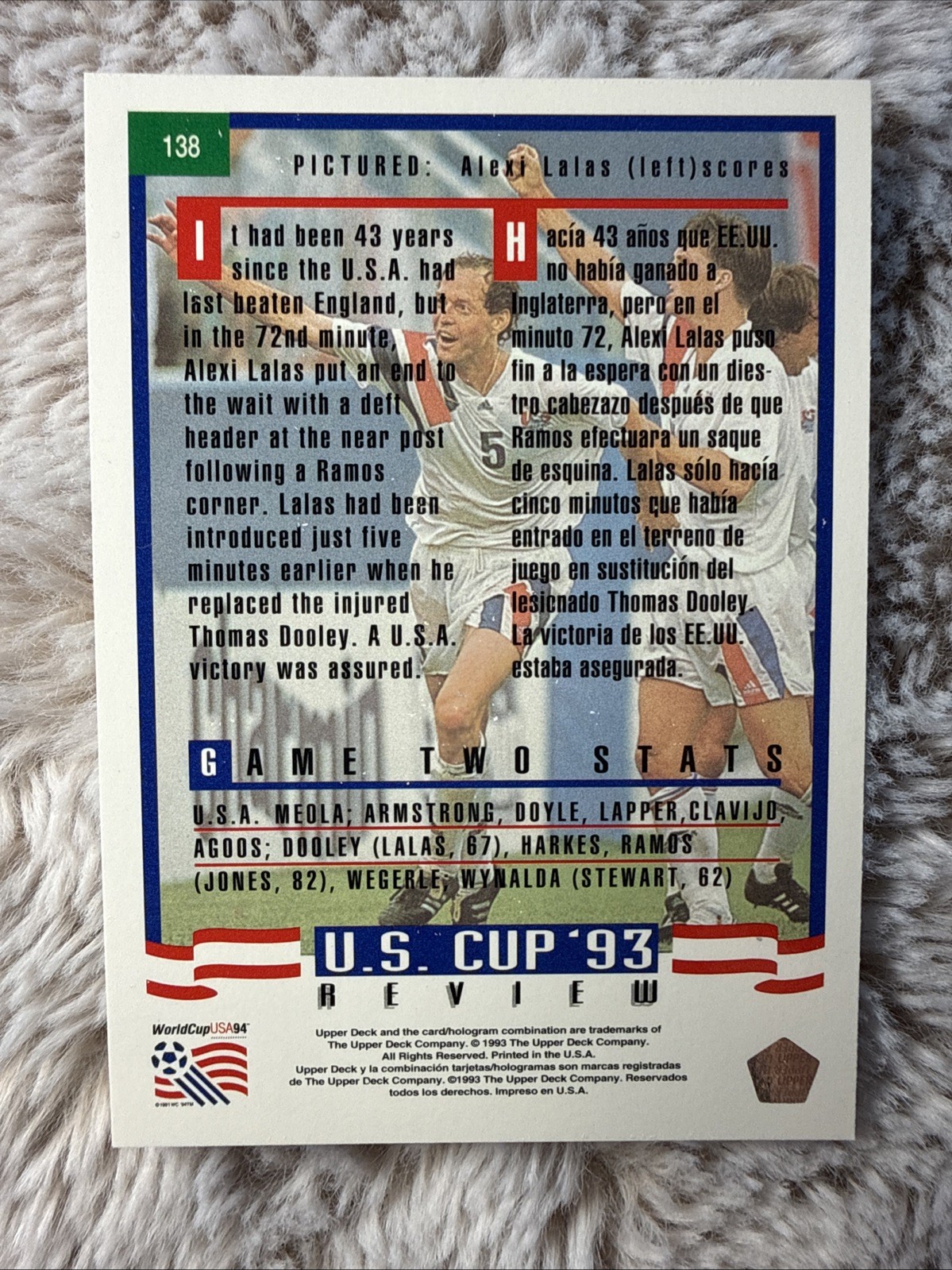 1993 Upper Deck World Cup 94 Preview English/Spanish – Alexi Lalas🇺🇸