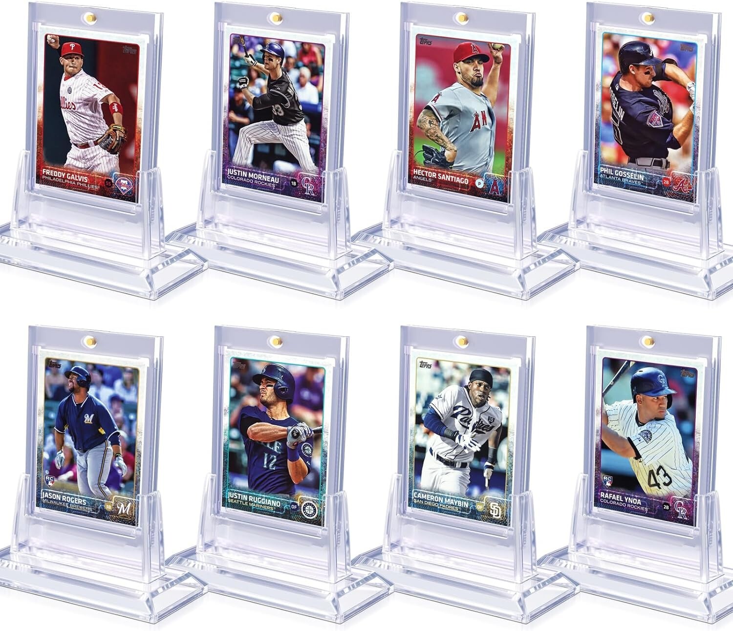 8Pcs Magnetic Card Holders For Trading Card 35Pt Hard Baseball Protector W Stand