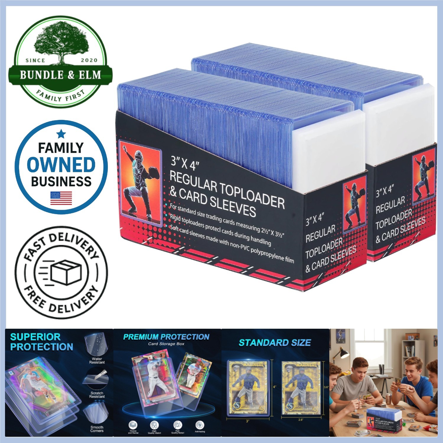 400 Card Sleeves Set Top Loaders Soft and Hard Protectors for Sports Gaming