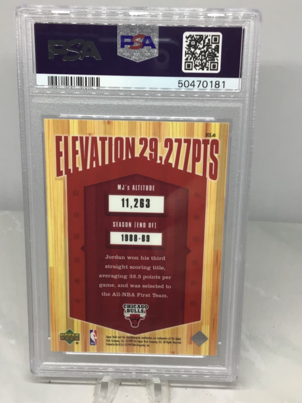 1999 UD Athlete Cent Elevation #EL6 Michael Jordan PSA 9 (7 in all grades)