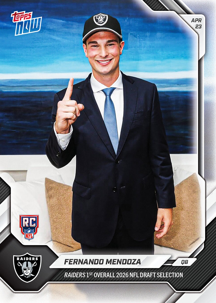 Fernando Mendoza – 2026 NFL Topps NOW – Card FMEN – 1st PICK RC – Presale