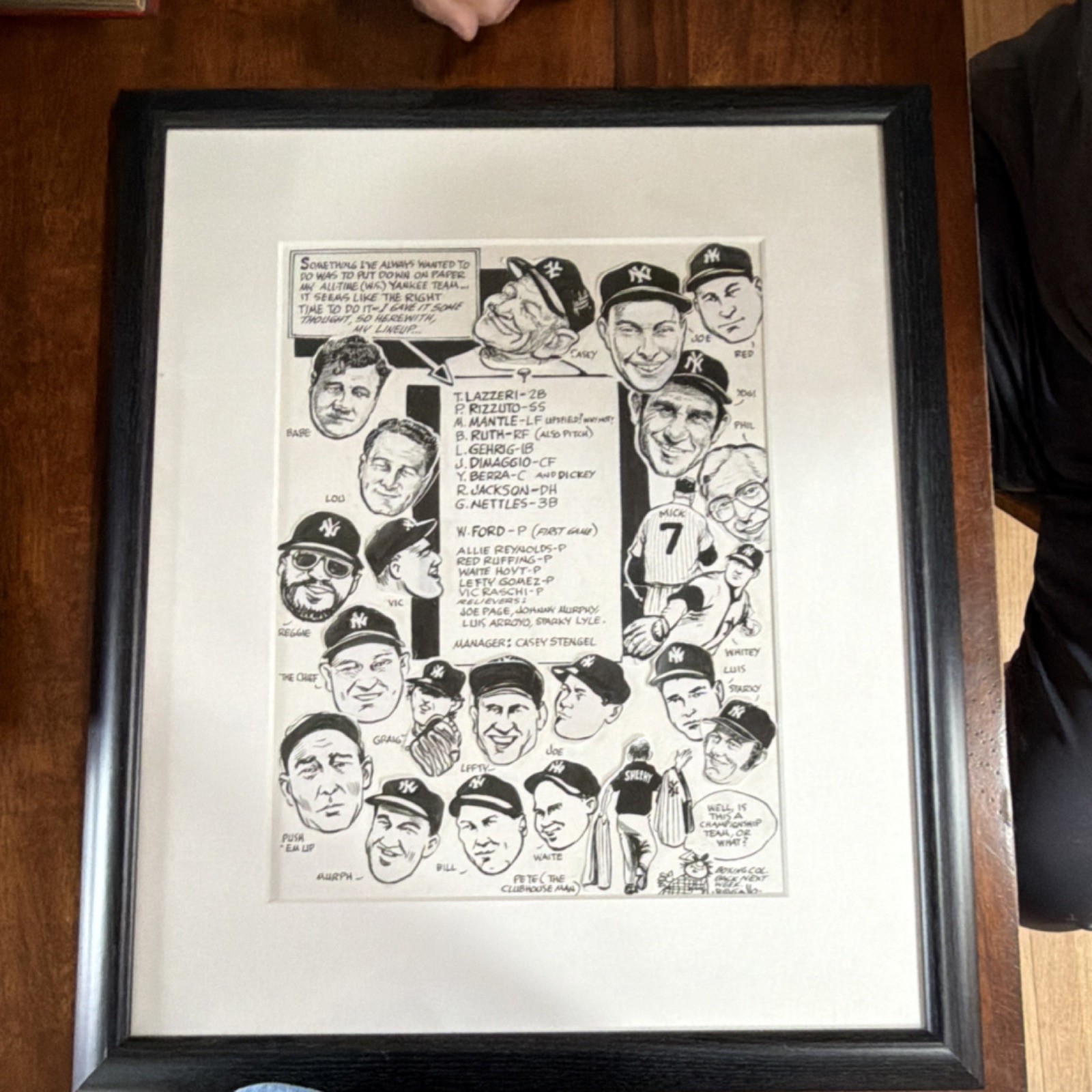 New York Yankees Autographed Original Framed Lithograph Multiple Players