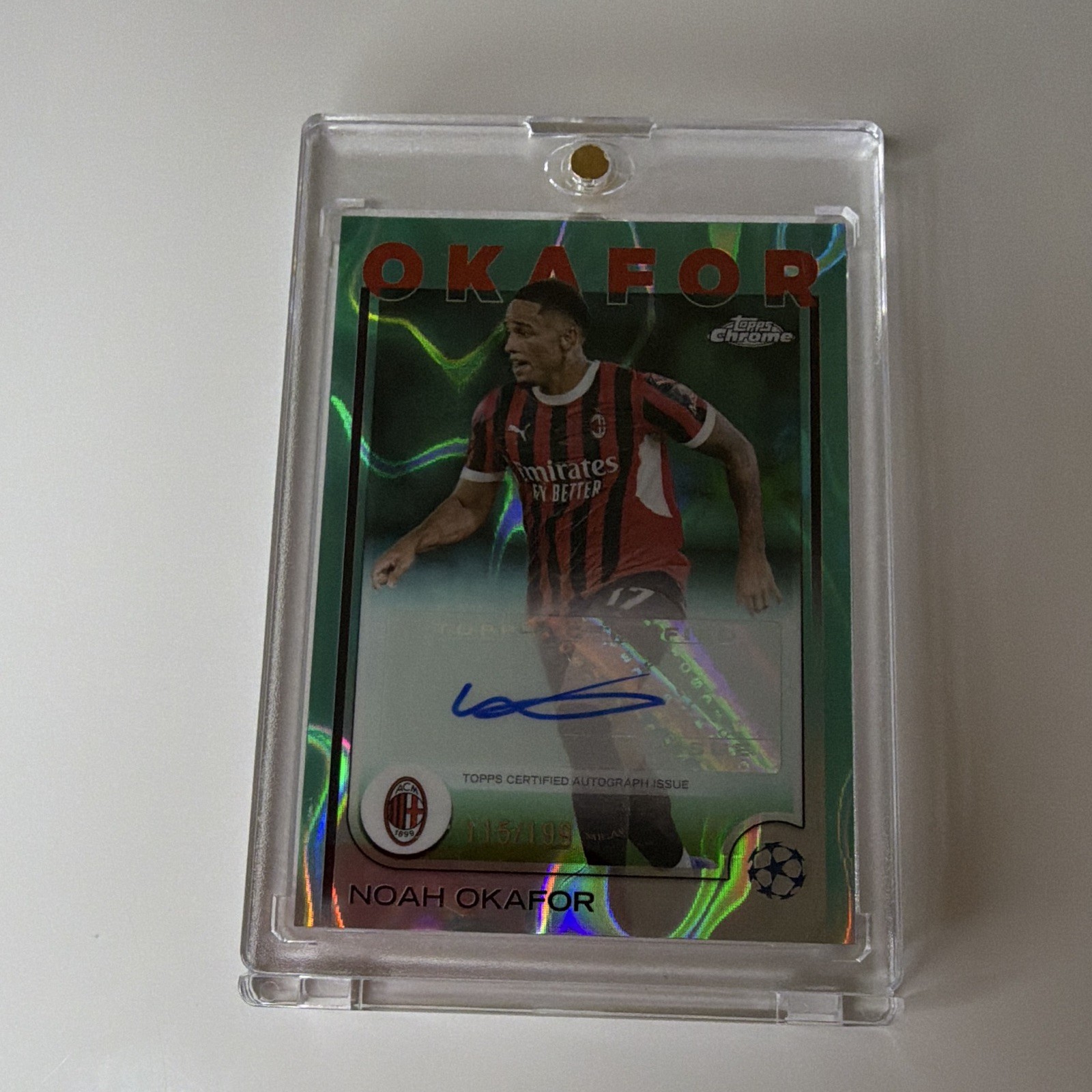 Topps 2024-25 Chrome UEFA Noah Okafor AC Milan Auto Chrome Autographs #CA-OF /99