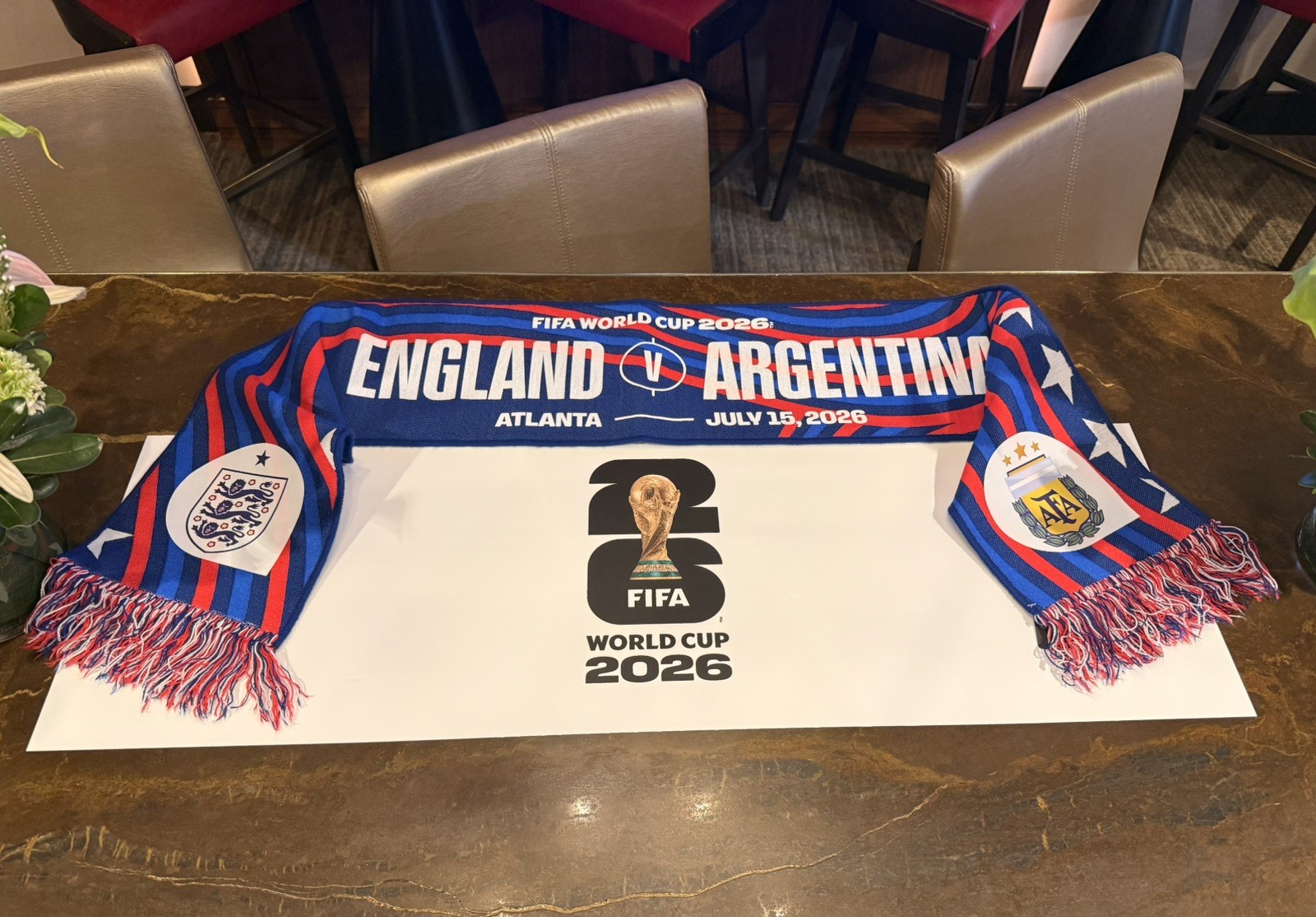 Official FIFA 2026 World Cup Argentina Vs England Collectible Scarf NEW W/TAGS