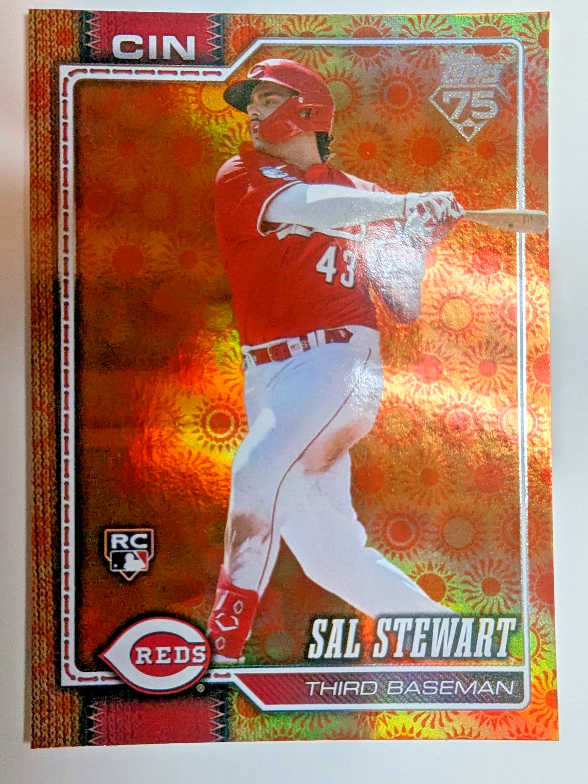 2026 Topps Series 2 Orange “SUN” Holo Foil #372 Sal Stewart Rookie Reds Card