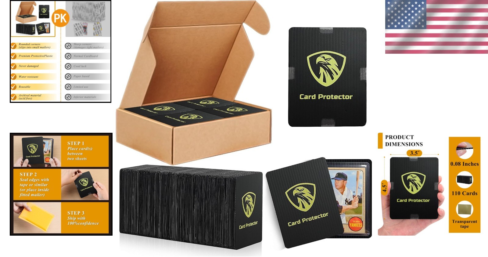 Lightweight Plastic Slab Savers for Trading Cards – 110-Pack, 3.5×4.5 inches
