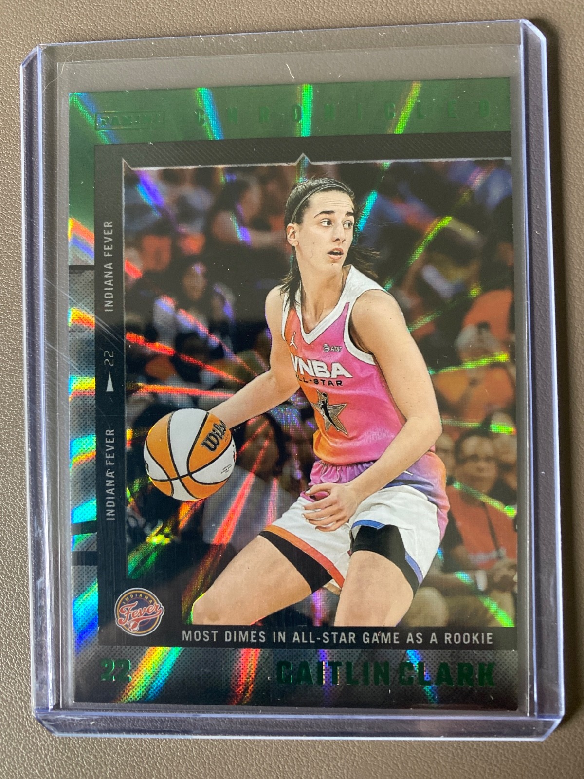 #7 CAITLIN CLARK Chronicled ‘MOST DIMES AS An ALLSTAR ROOKIE’ GREEN LASER