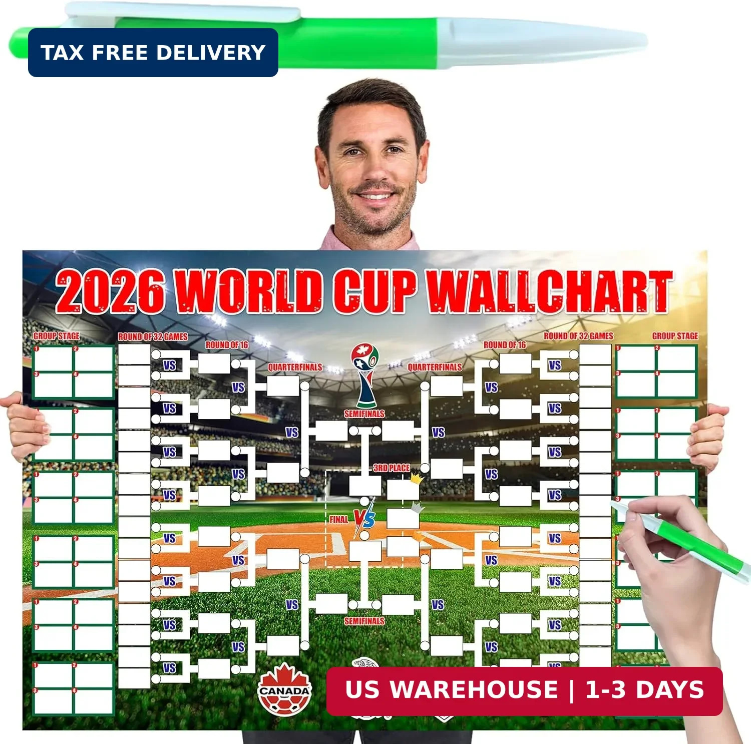 World Cup Schedule Poster&Final Round 48-Team Collection Showcase 2026,2-in-1 Do