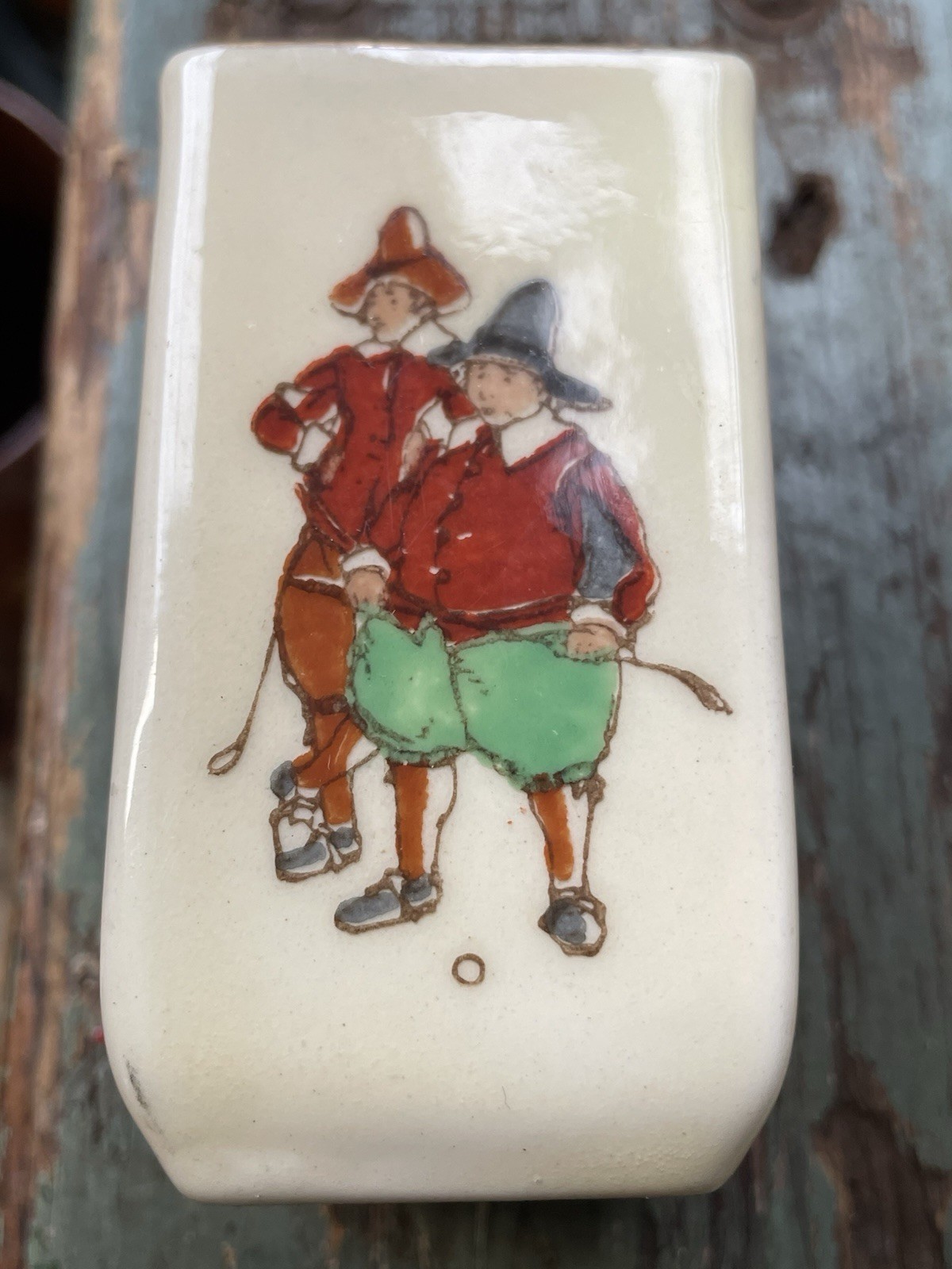 Antique Royal Doulton C1922 Rectangular China Pot Hickory Golf Art No D5437E
