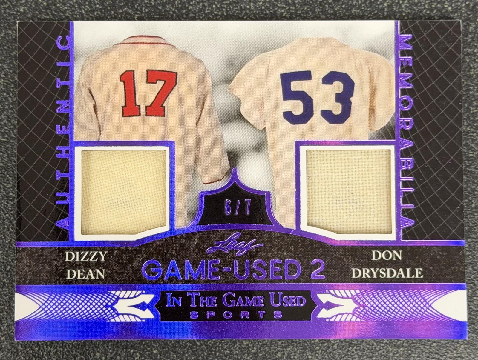2024 Leaf In The Game Used Dizzy Dean / Don Drysdale Dual Jersey #/7