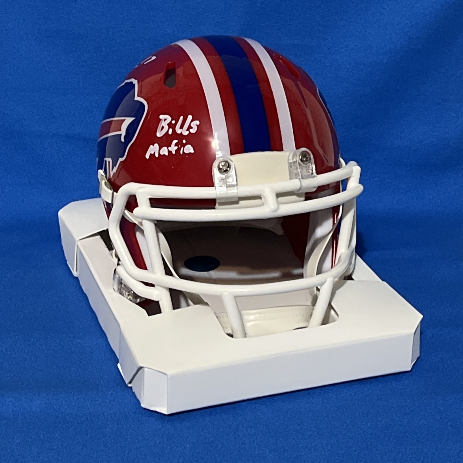 Josh Allen Buffalo Bills 90’s Throwback Mini Helmet signed,inscribed Beckett COA