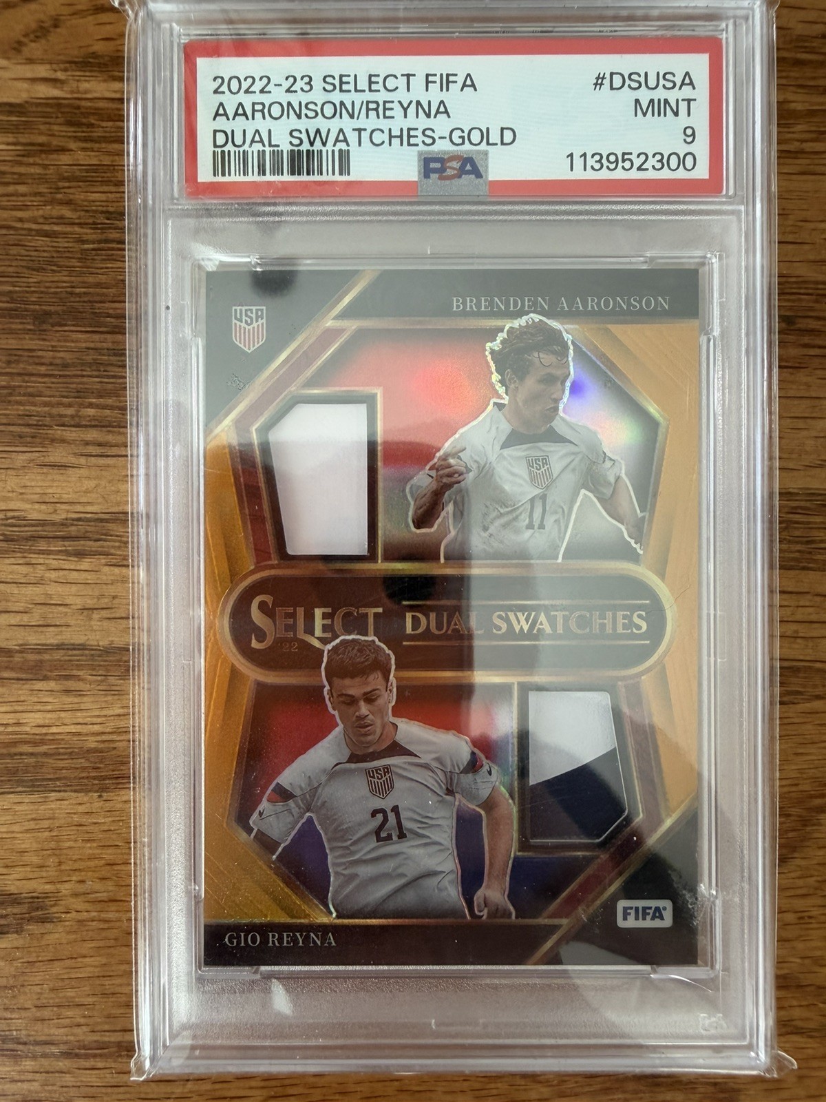2022-23 Select Brenden Aaronson Gio Reyna Dual Searches Gold 4/10 PSA 9 USMNT