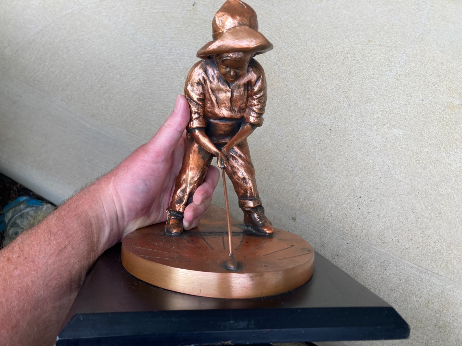 VINTAGE PINEHURST CC PUTTER BOY SUNDIAL SOLID BRONZE 9″x10″ BALFOUR GOLF TROPHY