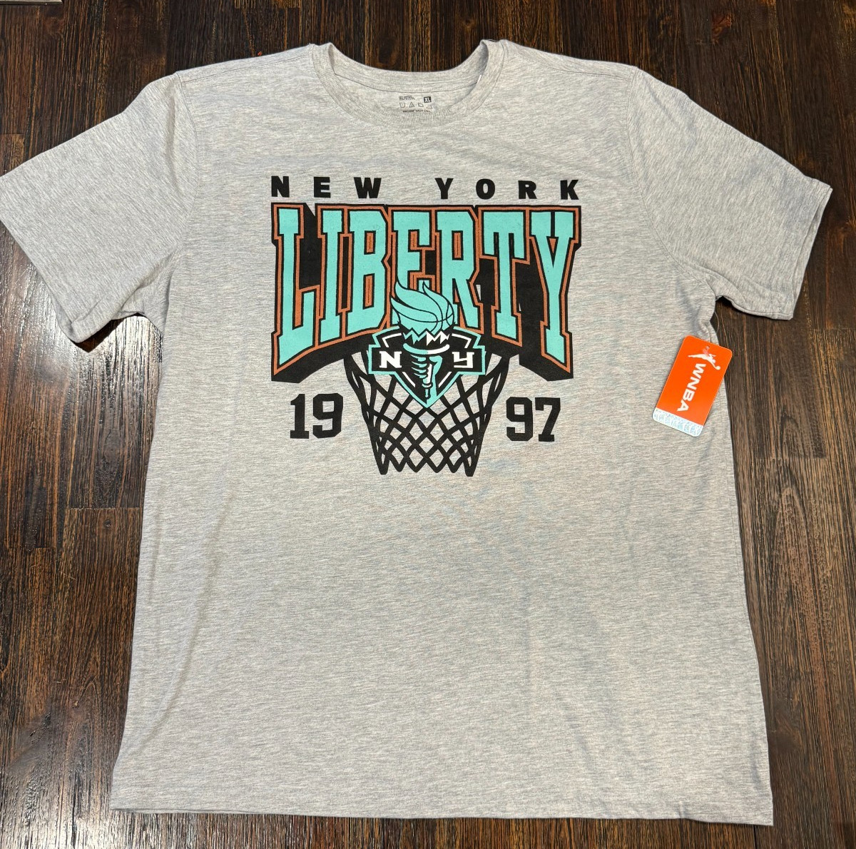 NWT RARE WNBA New York NY Liberty Basketball 1997 Gray T-Shirt Torch Logo XL