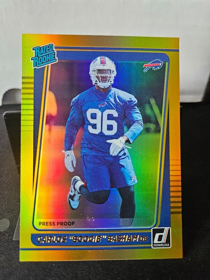 2021 Donruss Football Premium Gold Press Proof #306 Carlos ‘Boogie” Basham Bills