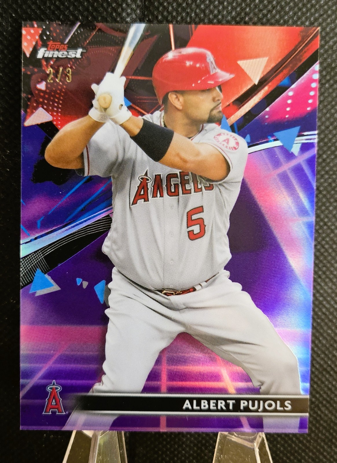 2021 Topps Finest Albert Pujols Purple Pink Vapor Refractor #’d 2/3 Rare!