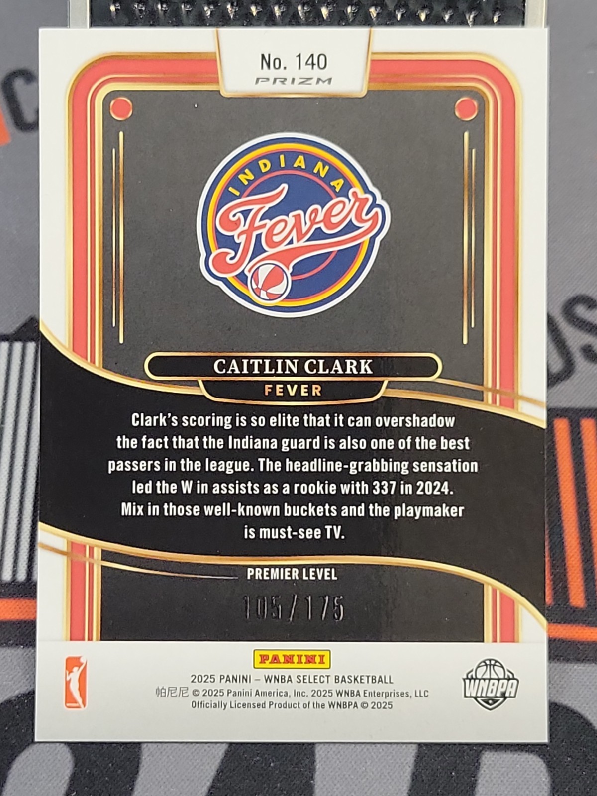 2025 Panini Select WNBA CAITLIN CLARK PINK CAMO PREMIER LEVEL PRIZM /175 Fever🔥