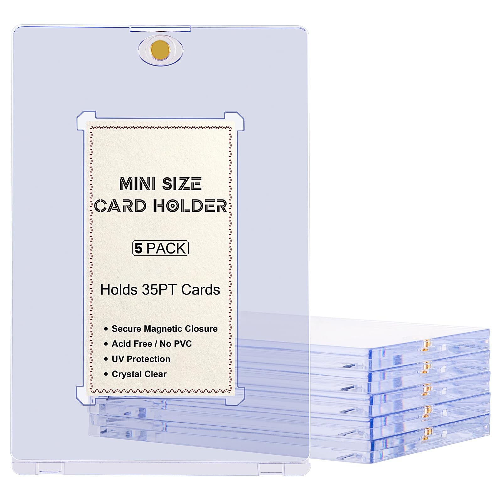 5-Pack Mini Size Card Magnetic-Holders – 35pt One Touch Small Card Magnetic C…