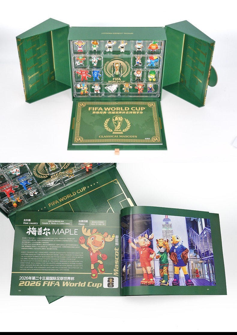 2026 World Cup Past Mascots Figurine Gift Box Football Collectible Gift Set