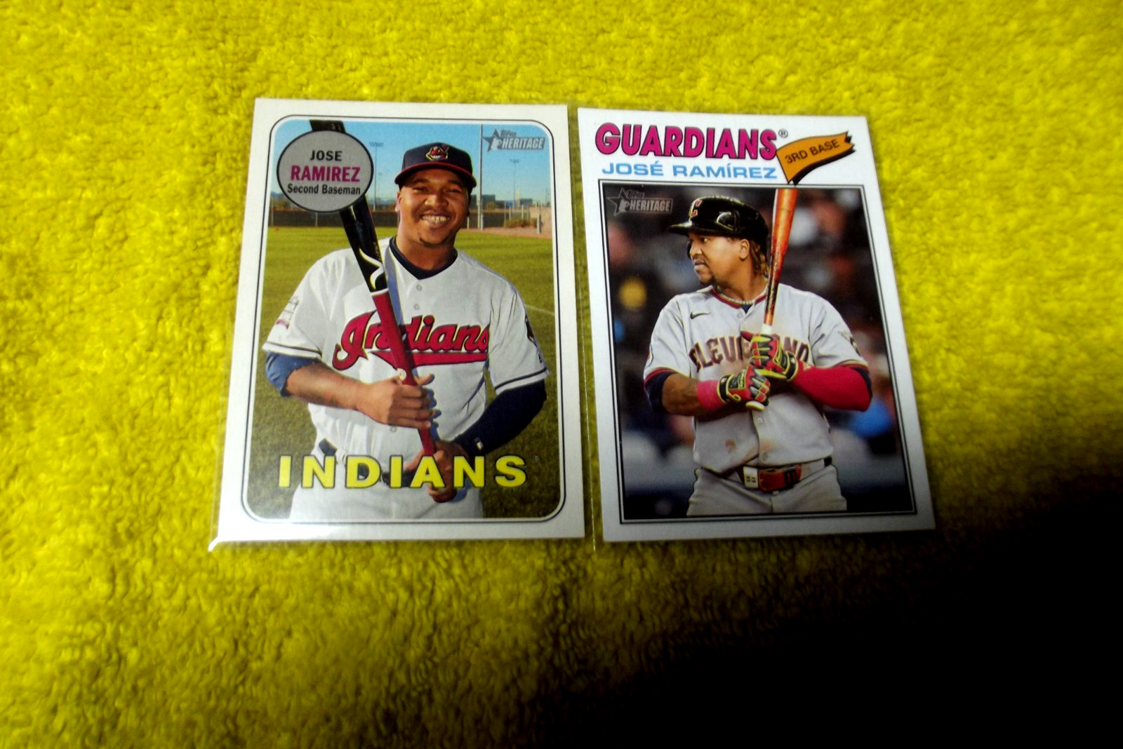 2018 Topps Heritage Baseball JOSE RAMIREZ #291 MT & 2026 HERITAGE JOSE #52 MINT