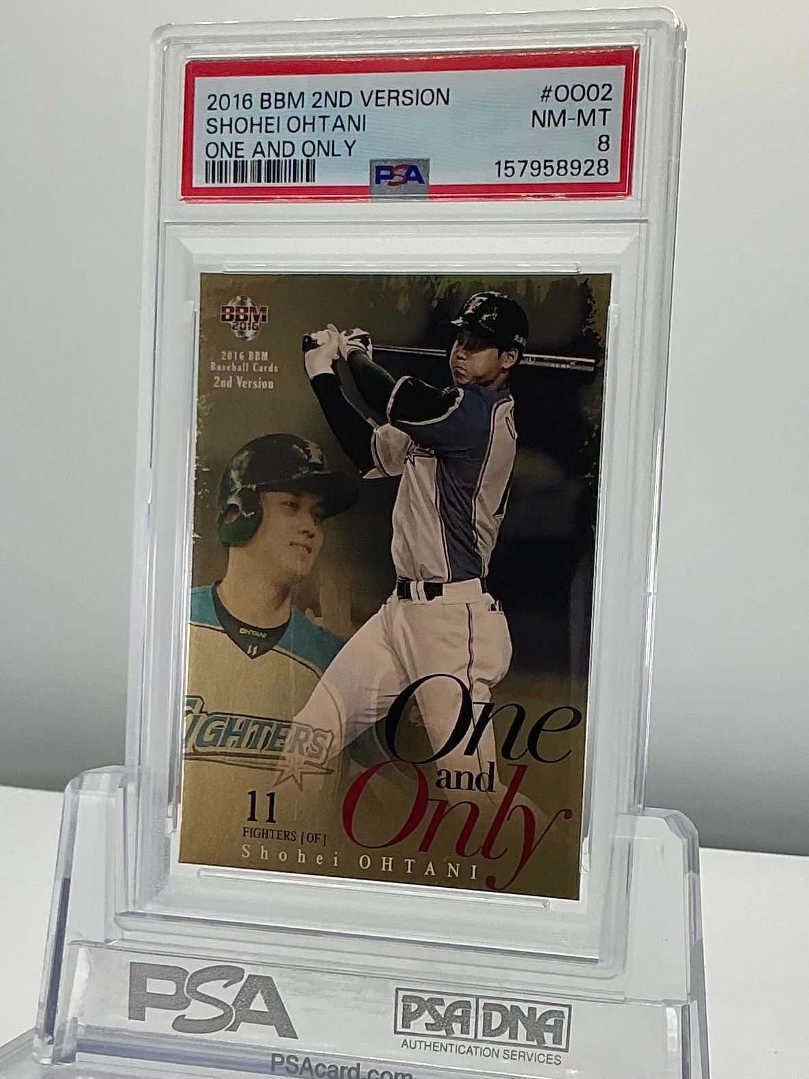 SHOHEI OHTANI 2016BBM 2ND VERSION ONE AND ONLY #OO02 PSA8!POP9!(RC)