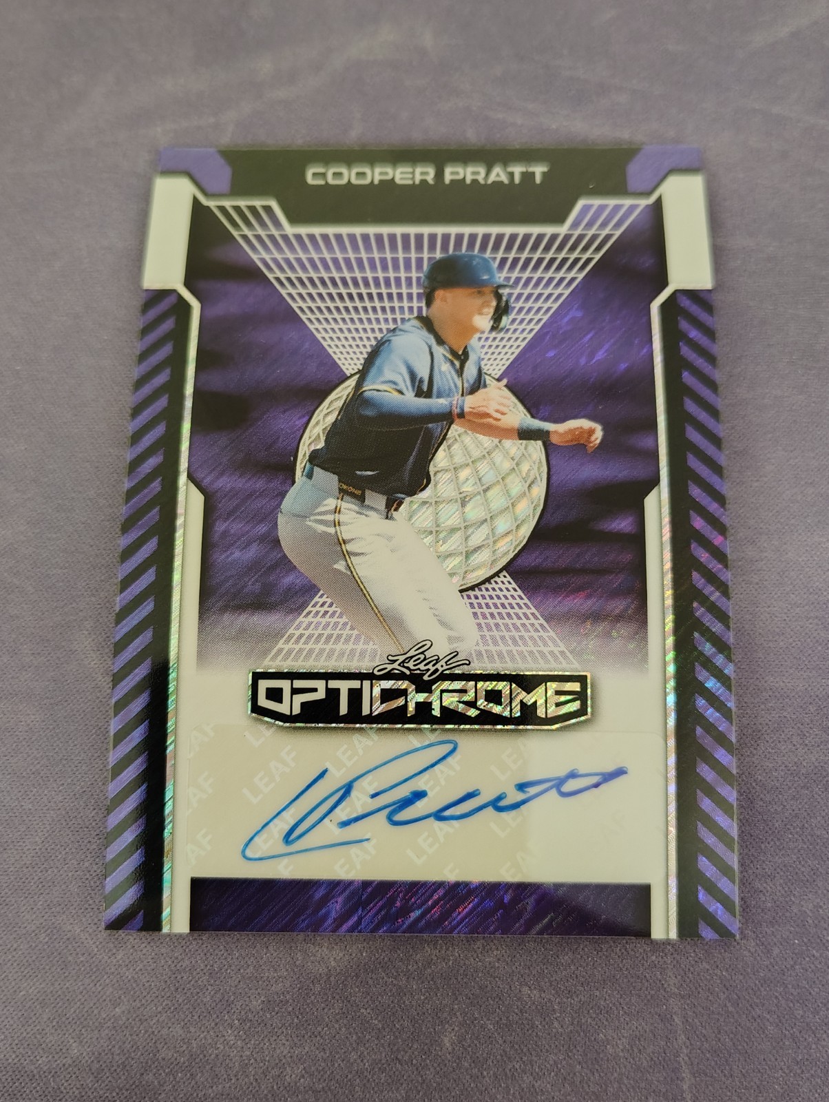 Cooper Pratt 2025 Leaf Optichrome Purple Shimmer /5 Auto SSP Brewers Autograph