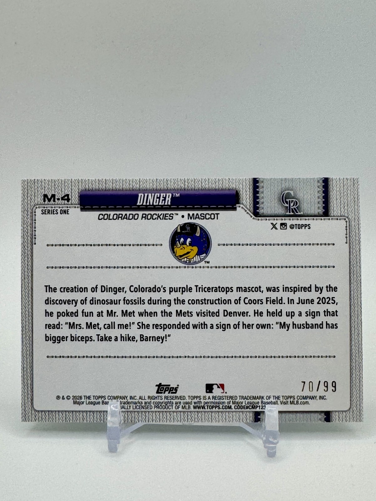 2026 Topps #M-4 Dinger Mascots Green #/99
