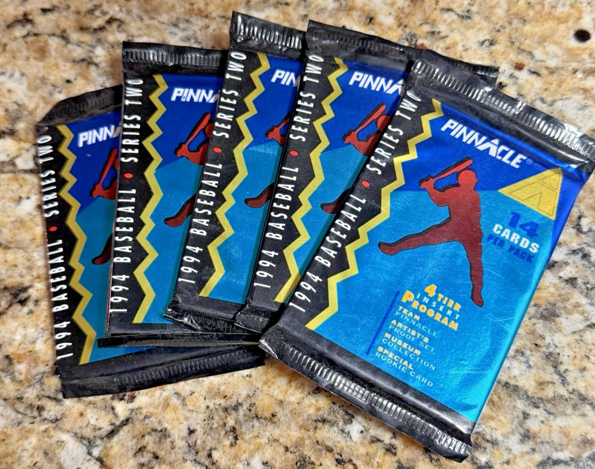 5 Pack Lot 1994 PINNACLE SEALED HOBBY BASEBALL SERIES 2 PACK 16 CARDS PER PACK