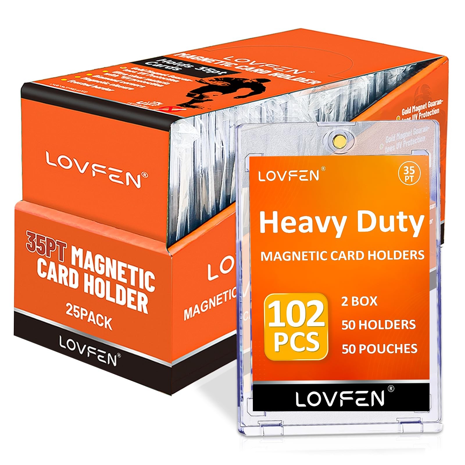 50ct Thick Magnetic Card Holders for Trading Cards, 35pt Heavy-Duty Hard Card…