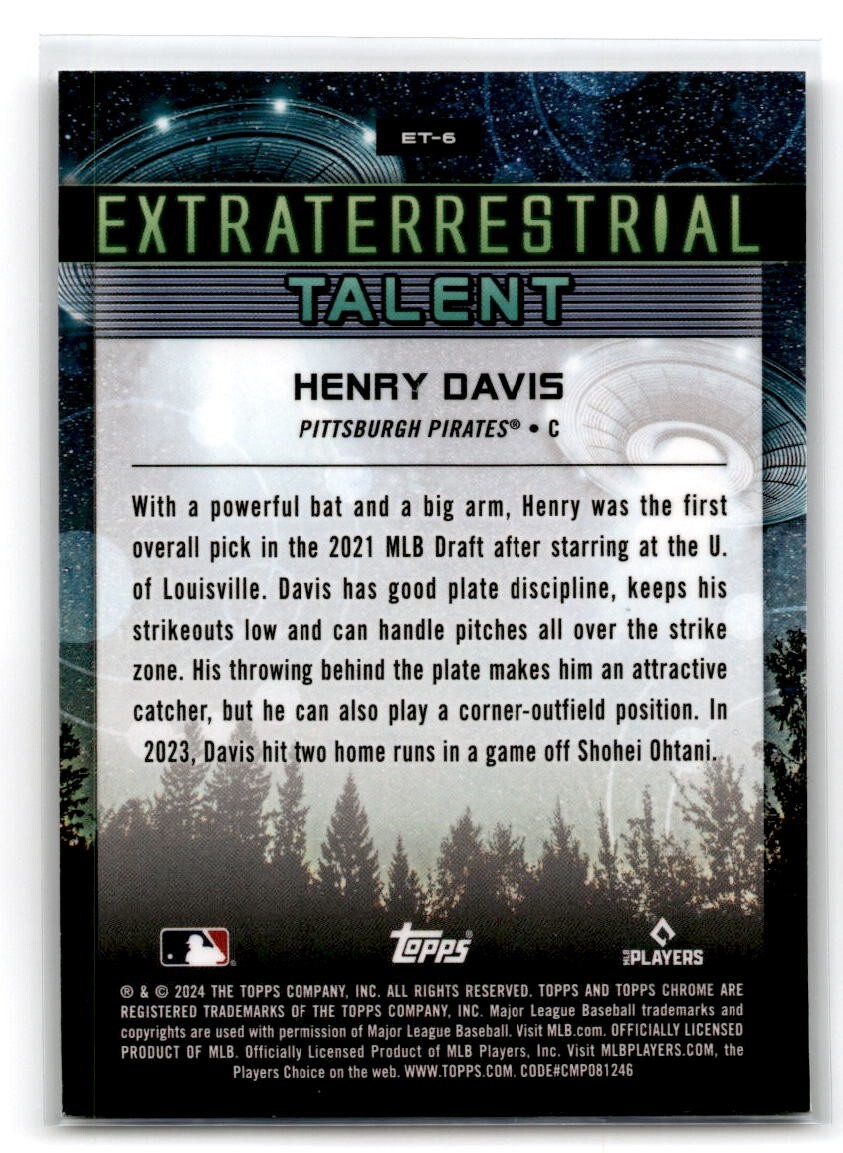 2024 Topps Chrome Cosmic Henry Davis RC Extraterrestrial Talent #ET-6 Pirates