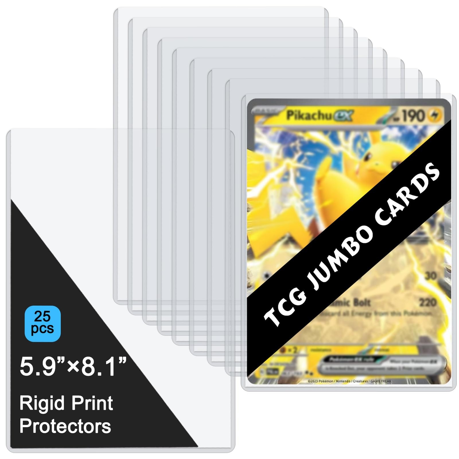 25PCS 5.9″ x 8.1″ Jumbo Card Sleeves, Rigid Print Protectors Clear Hard Plast…