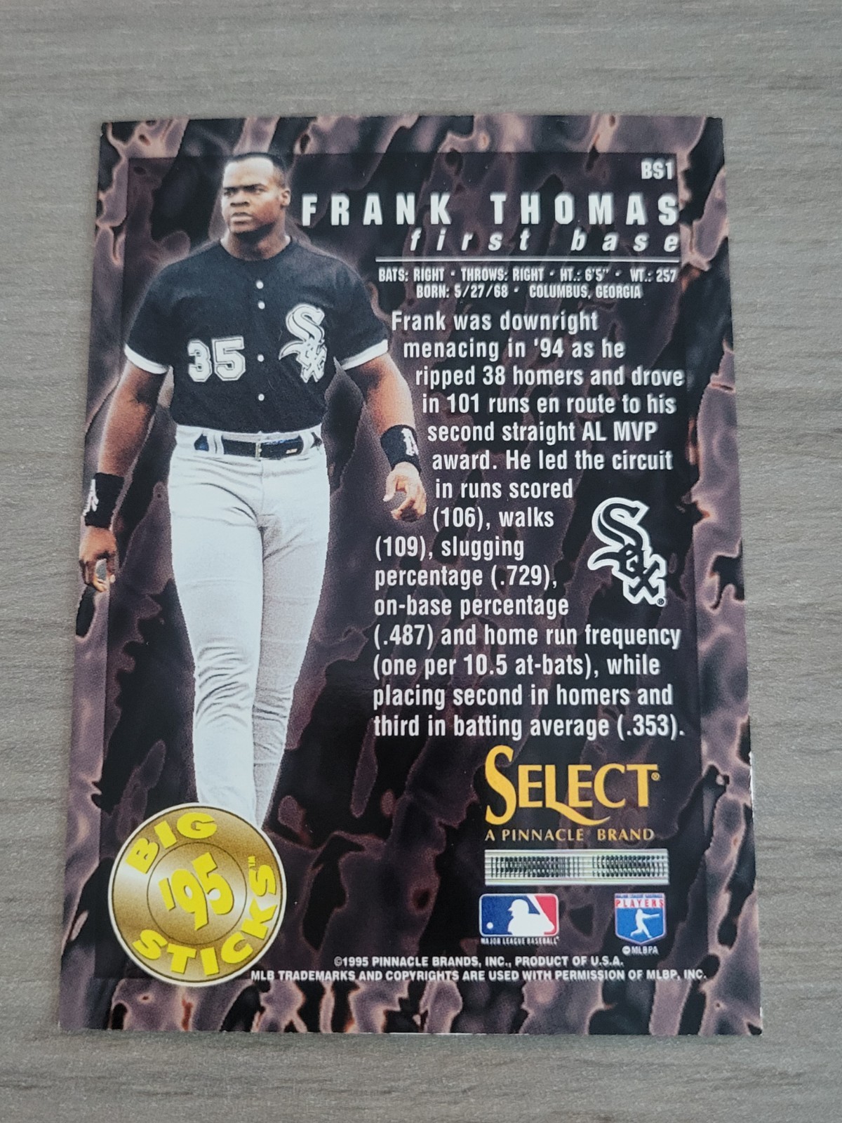 1995 Select #BS1 … Frank Thomas Big Sticks … White Sox