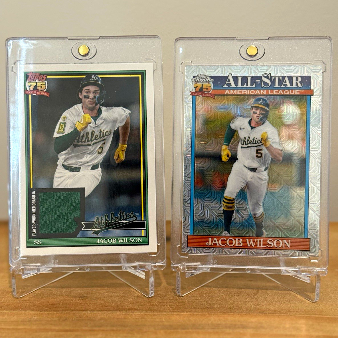 2026 Topps/Topps Chrome – Jacob Wilson Athletics Relic/Mojo Refractor 2-Card Lot