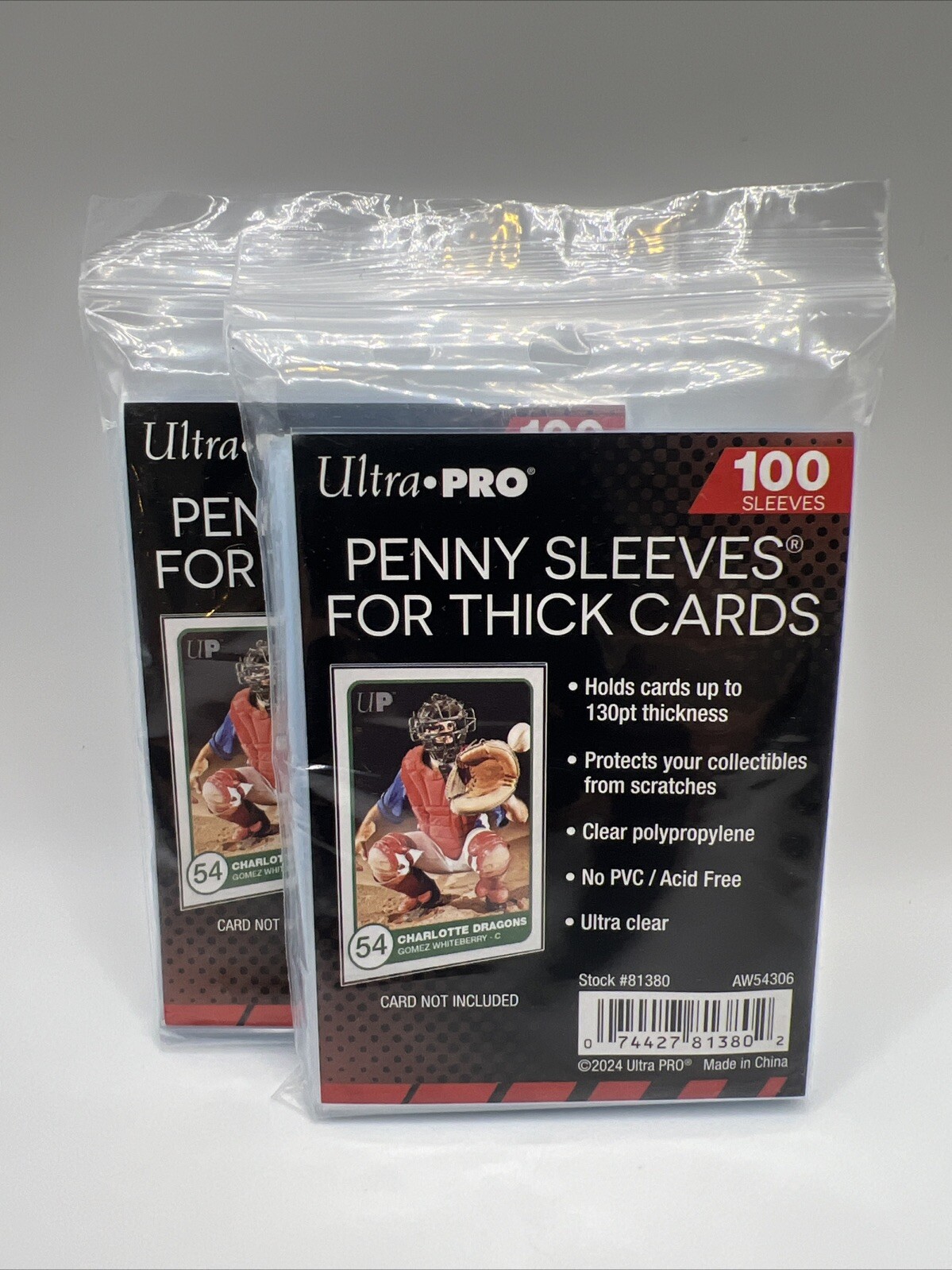 Ultra Pro THICK Card Soft Penny Sleeves 2 Packs of 100 for THICK Sized Cards