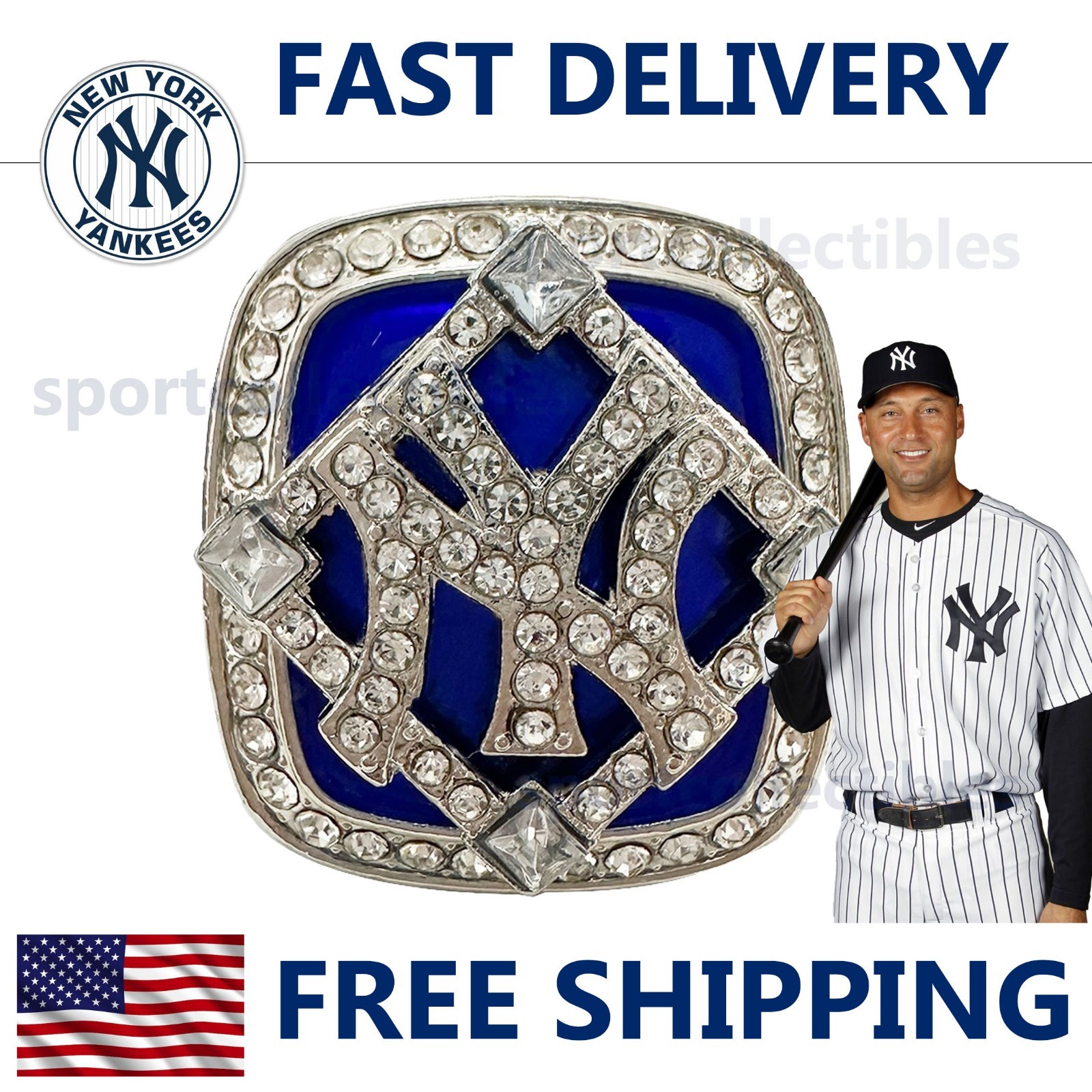 2009 NY Yankees World Series Ring – JETER #2 – Fan Gift – MLB Replica Ring