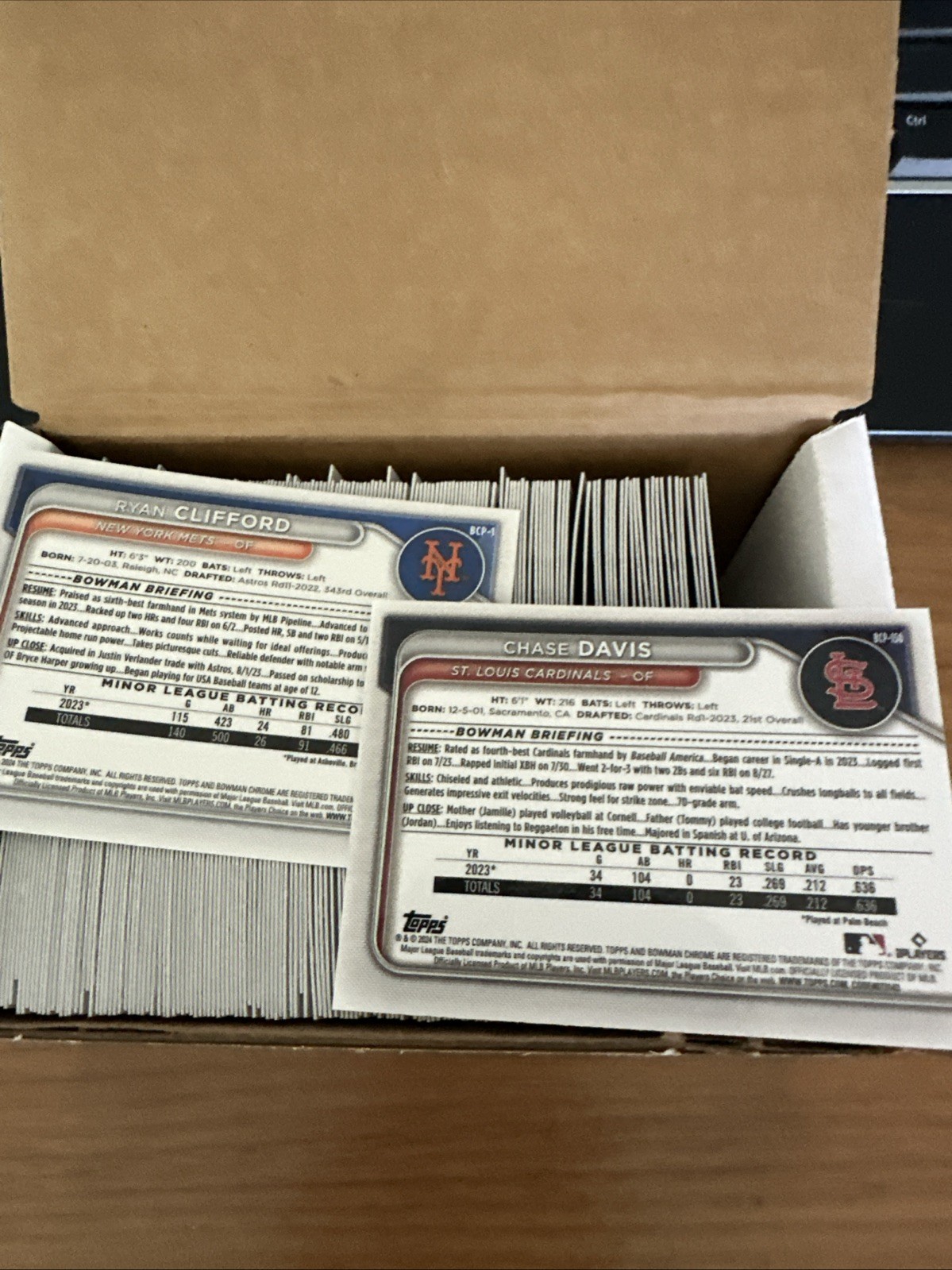 2024 Bowman Chrome Prospects Complete Set #BCP1 to BCP150 Base