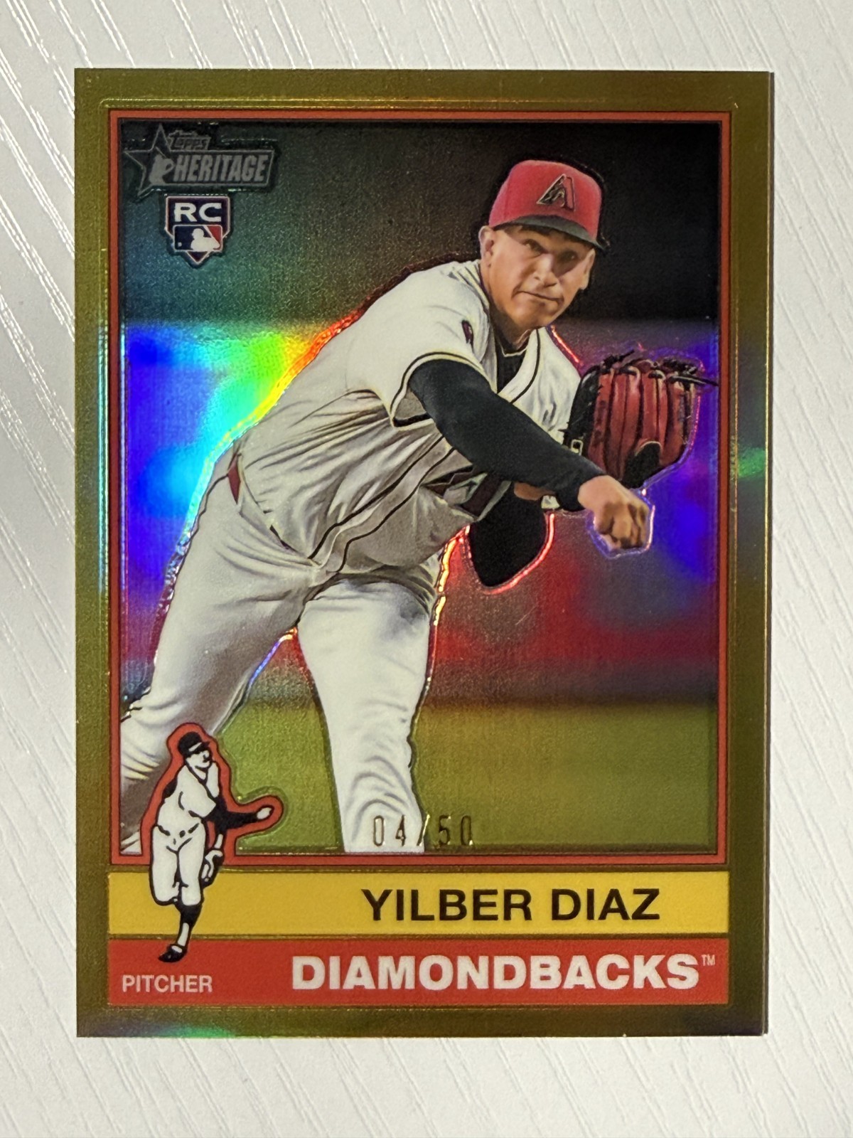 Yilber Diaz 2025 Topps Heritage Chrome Gold Refractor RC #372 04/50 Diamondbacks