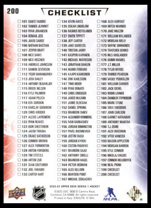 2022 Upper Deck #200 Barkov / Point CL Panthers / Lightning Hockey Card