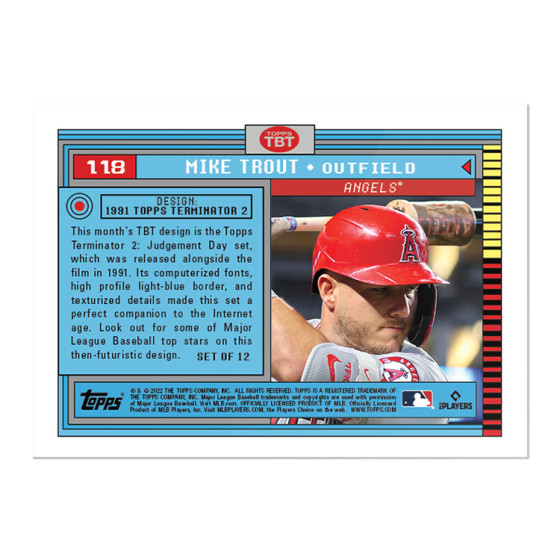 2022 Topps Throwback Thursday MIKE TROUT 1991 Terminator 2 ~ Angels TBT #118